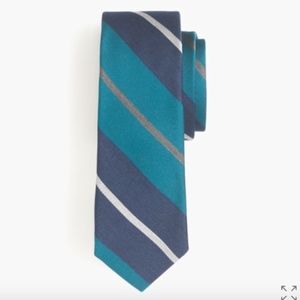 J. Crew English Silk Tie Bedford Stripe Blue